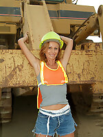 Mature nude Petite Milf Spreads Her Legs Outside With The Construction Tractors mature porn pics